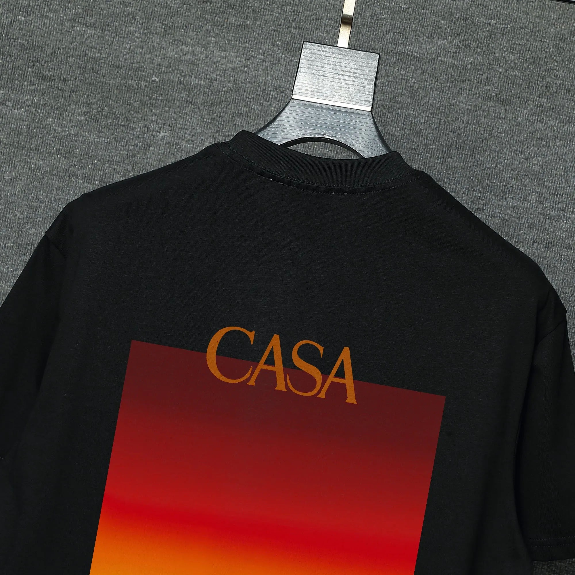 26ss CASABLANCA original printing process short-sleeved T-shirt original development using high-density double yarn pure cotton fabric upper body soft and comfortable color Black White Dark Green color Orange Pink Blue Royal Blue color cigarette powder 8 colors Sizes S M L XL